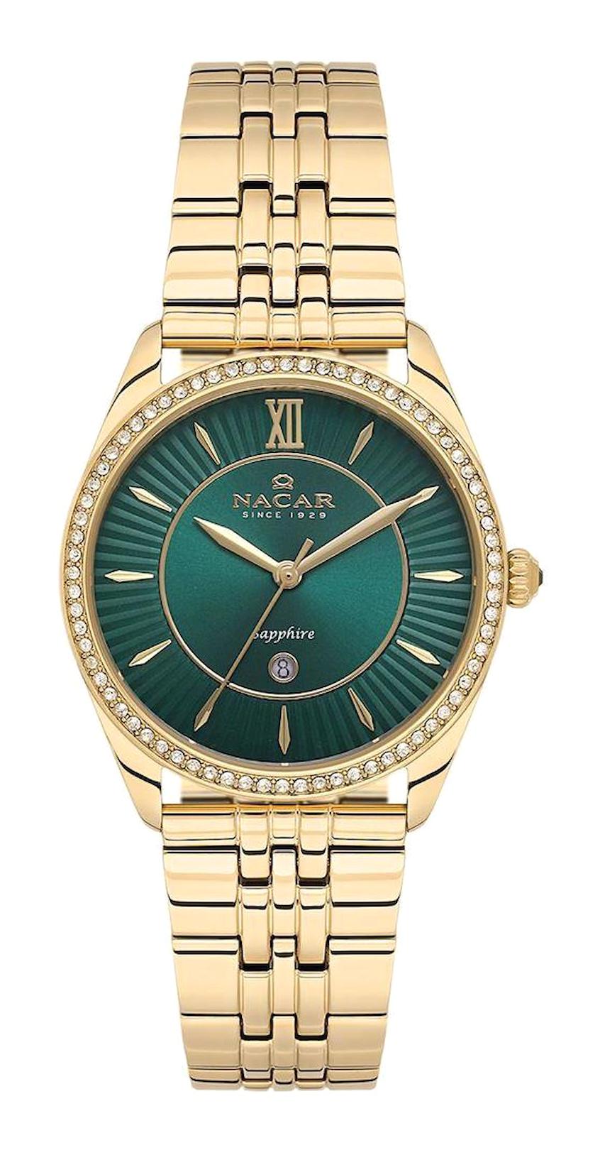 Nacar 39B677DNMS Takvimli 33 mm Altın Metal Kordon Analog Kadın Kol Saati