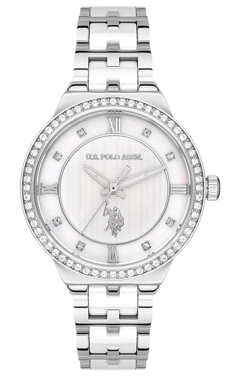 U.S. Polo Assn USPA2058-03 36 mm Beyaz-Gri Çelik Kordon Analog Kadın Kol Saati