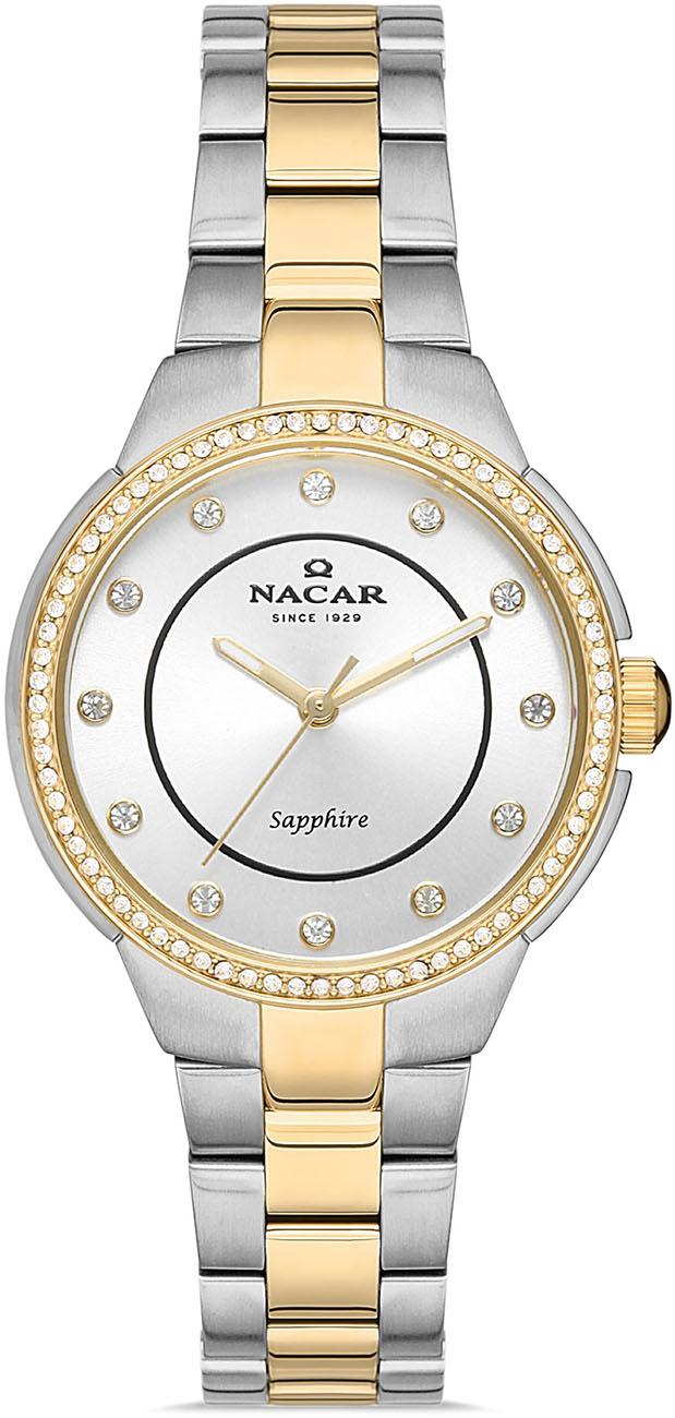 Nacar 34-39B527-CSMS 32 mm Altın-Gri Metal Kordon Analog Kadın Kol Saati