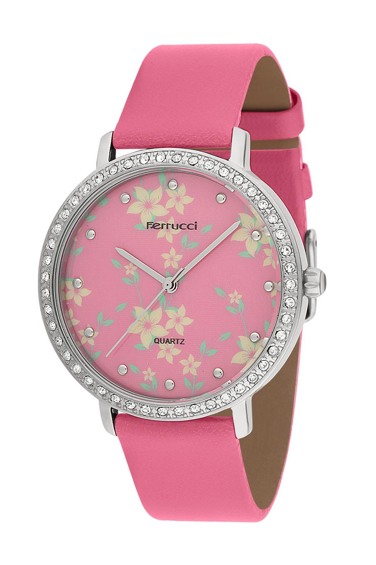 Ferrucci 8FK17 38 mm Pembe Deri Kordon Analog Kadın Kol Saati