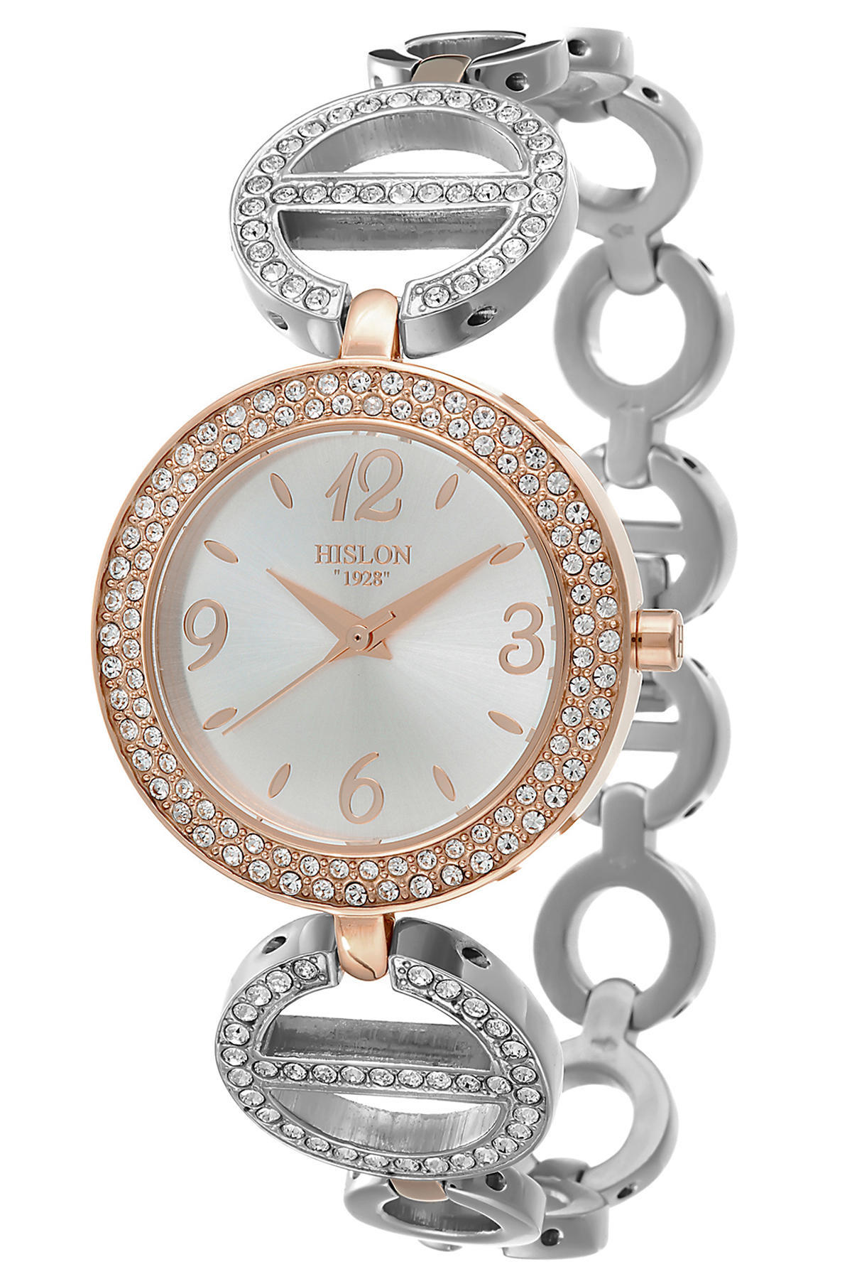Hislon 3412-22412 28 mm Gri Çelik Kordon Analog Kadın Kol Saati