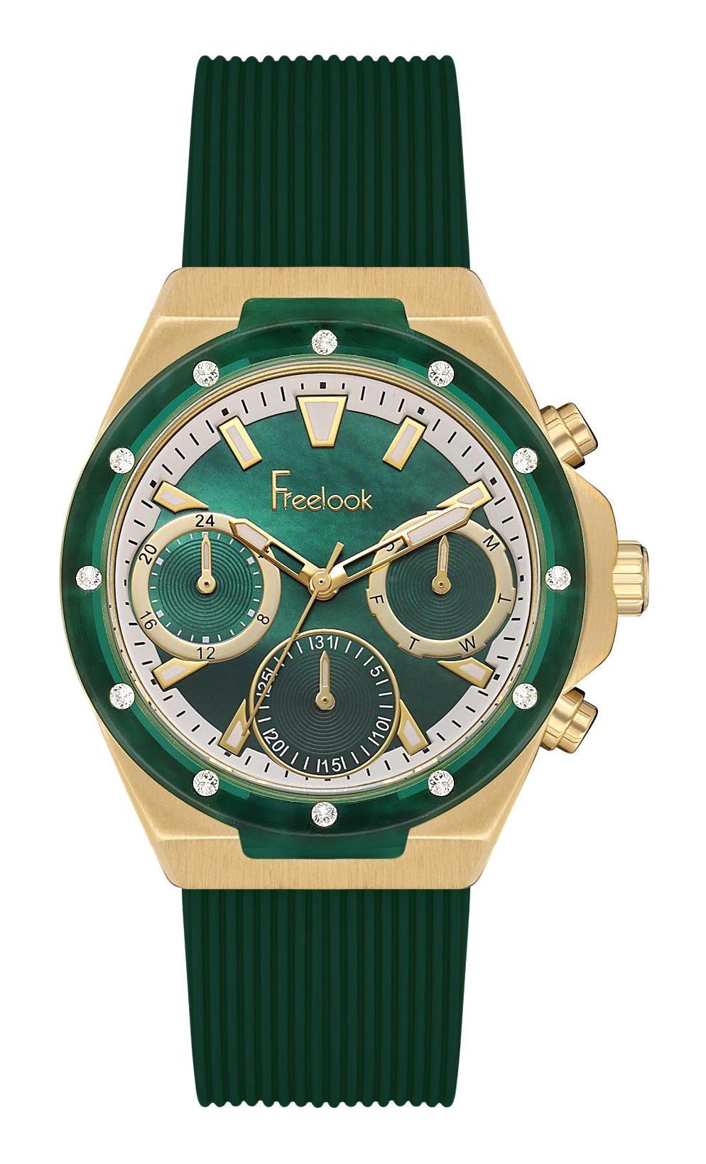 Freelook FL.1.10093.1 Takvimli 37 mm Yeşil Silikon Kordon Analog Kadın Kol Saati