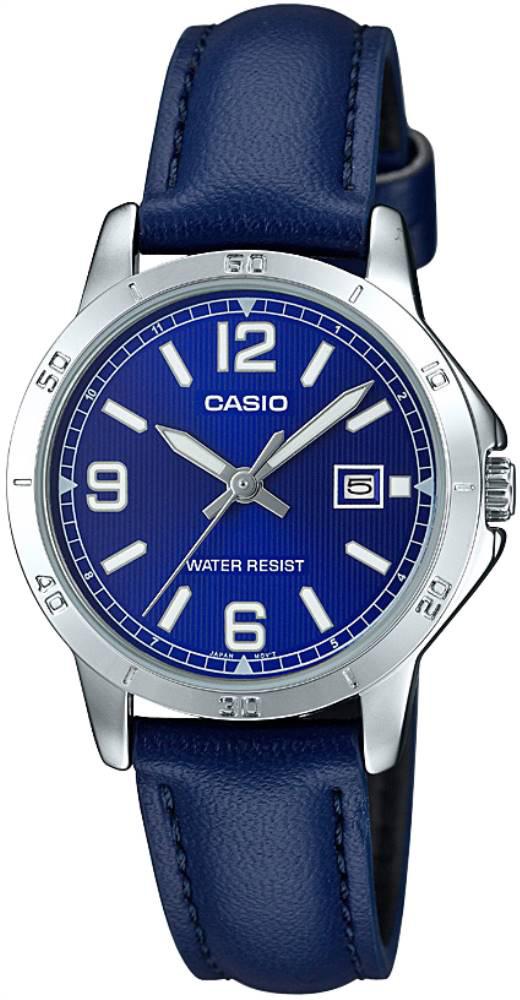 Casio LTP-V004L-2BUDF Takvimli 30 mm Lacivert Deri Kordon Analog Kadın Kol Saati