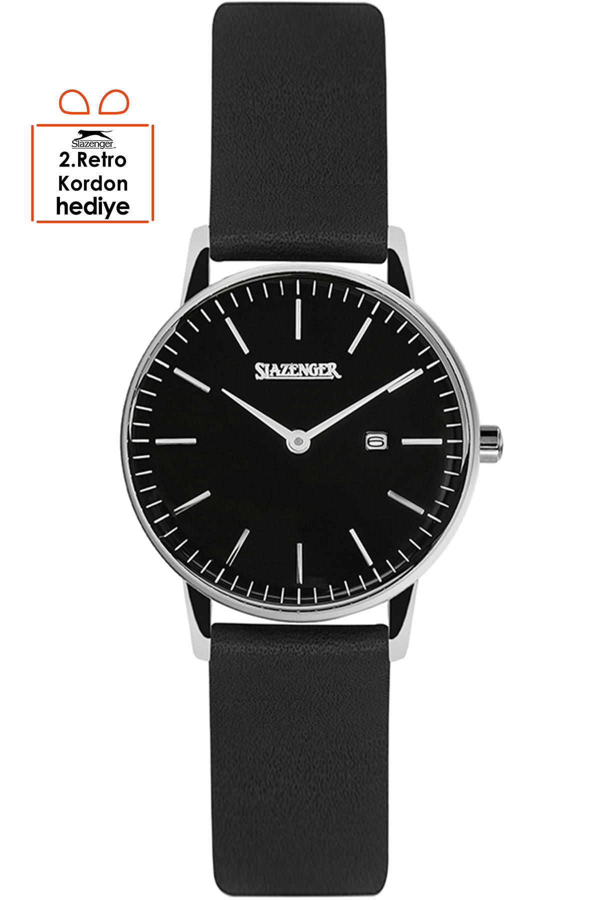 Slazenger SL.9.1978.3.04 Takvimli 32 mm Siyah Deri Kordon Analog Kadın Kol Saati