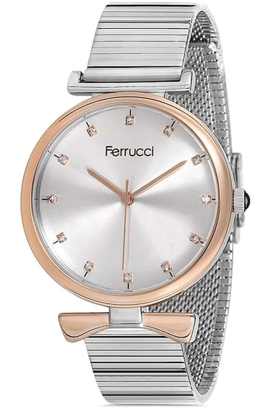 Ferrucci FC.13667H.04 36 mm Gri Çelik-Hasır Kordon Analog Kadın Kol Saati
