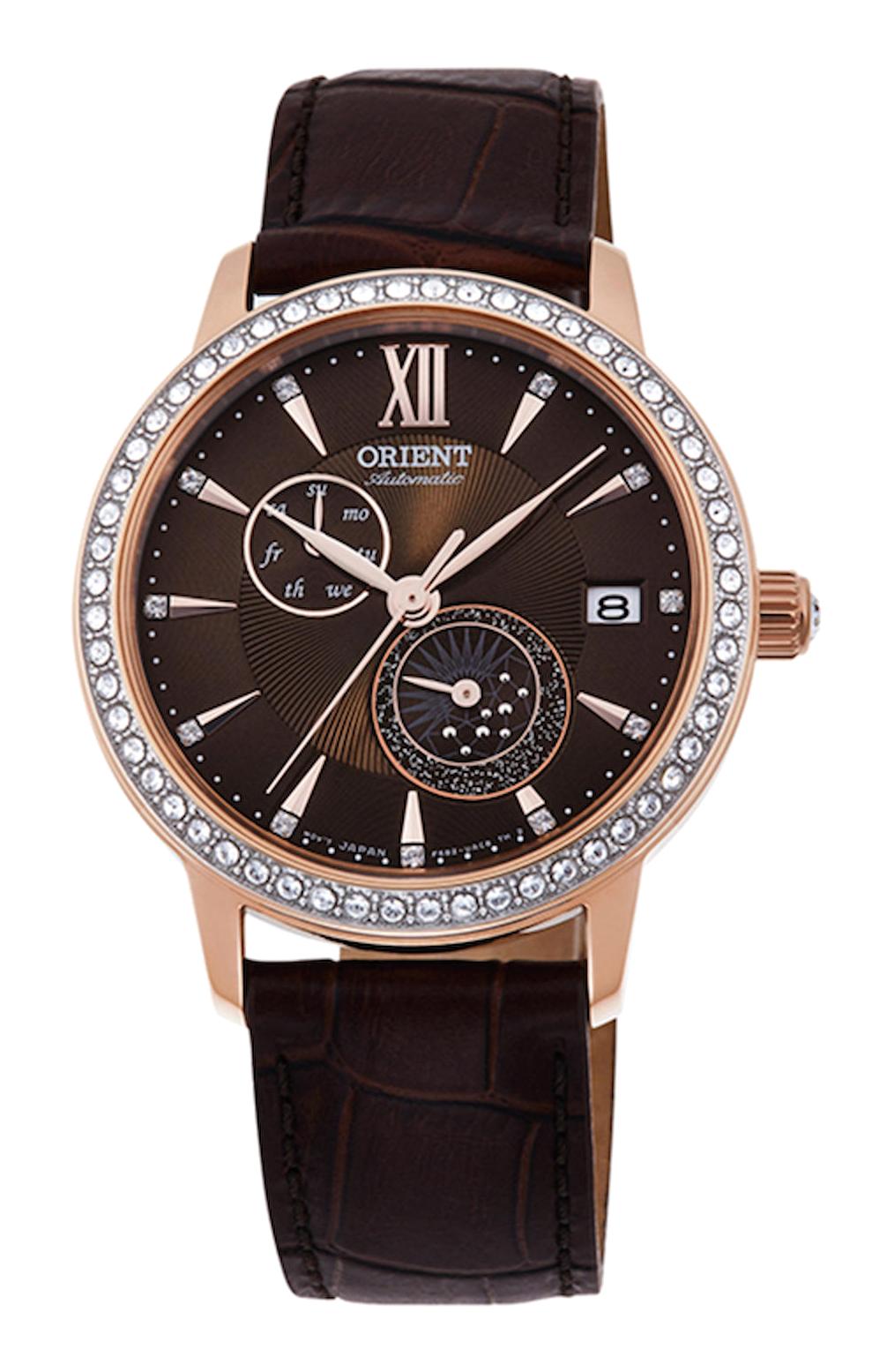Orient RA-AK0005Y10A Takvimli 36 mm Kahverengi Deri Kordon Analog Kadın Kol Saati