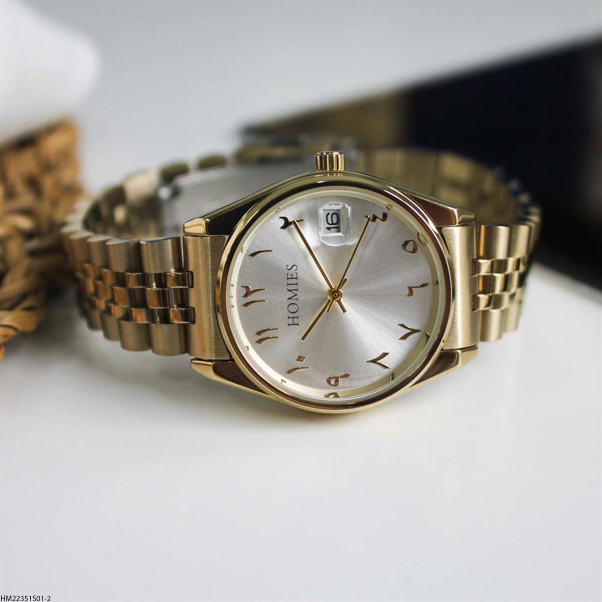 Homies HM22351S01-2 Takvimli 31 mm Altın Çelik Kordon Analog Kadın Kol Saati