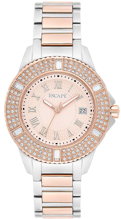 Escape EC1128-105 Takvimli 38 mm Gri-Rose Gold Çelik Kordon Analog Kadın Kol Saati