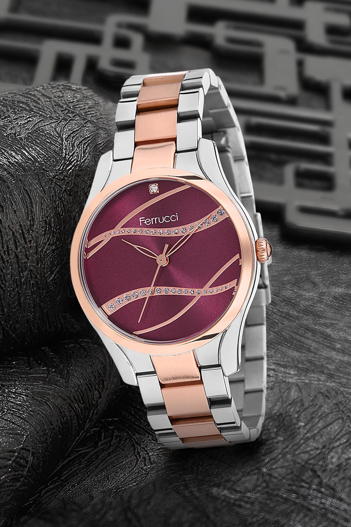 Ferrucci 9FM2472 36 mm Gri Metal Kordon Analog Kadın Kol Saati
