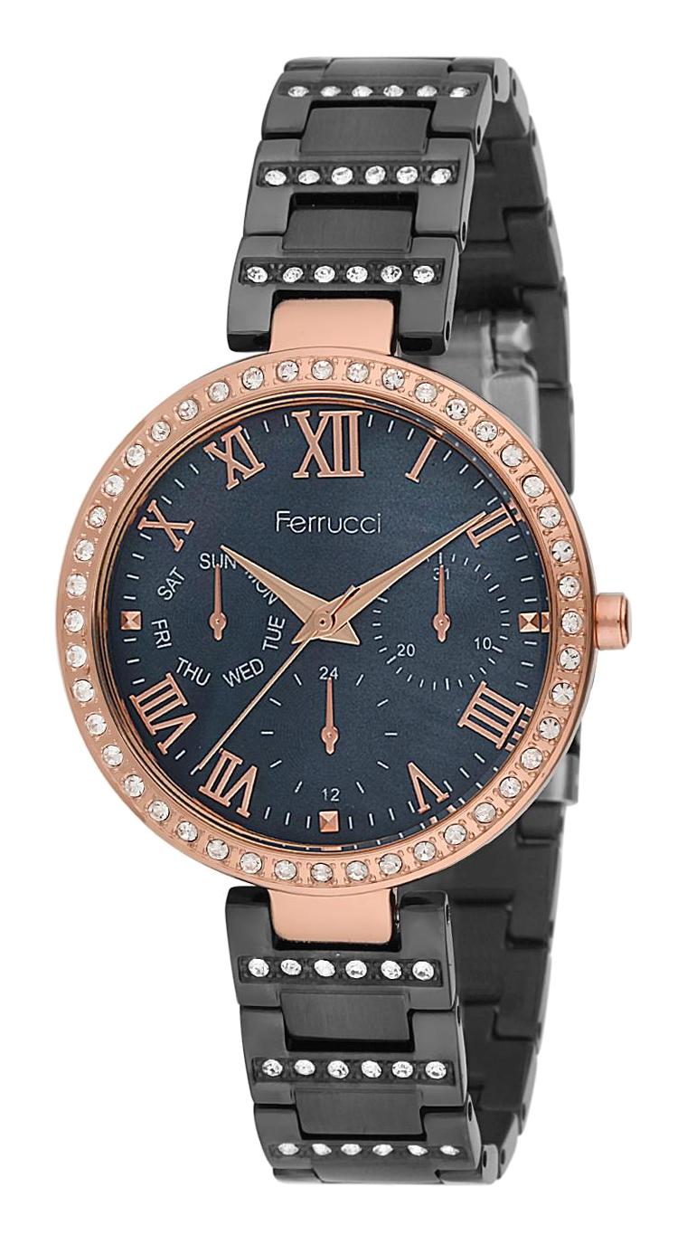 Ferrucci 8FM2298 Takvimli 38 mm Siyah Metal Kordon Analog Kadın Kol Saati