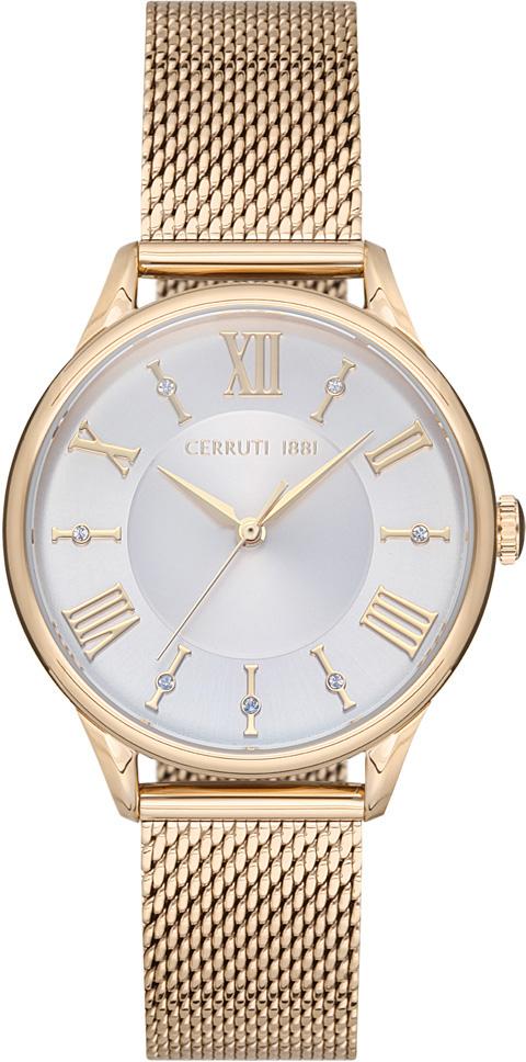 Cerruti 1881 CRM29802 35 mm Rose Gold Hasır Kordon Analog Kadın Kol Saati