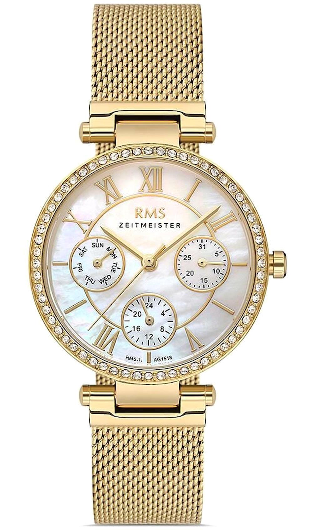 Romanson RMS.1.AG1518.04 Takvimli 33 mm Altın Hasır Kordon Analog Kadın Kol Saati