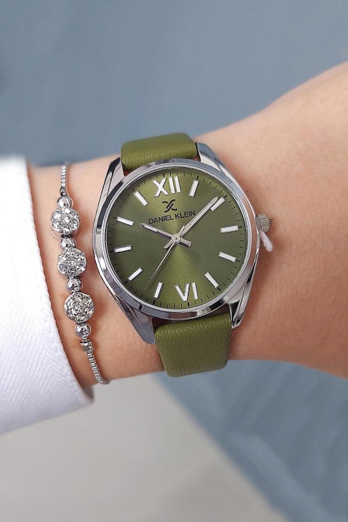 Daniel Klein 34 mm Yeşil Deri Kordon Analog Kadın Kol Saati
