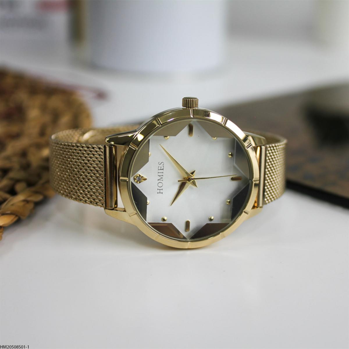 Homies HM20508S01-1 35 mm Altın Çelik Kordon Analog Kadın Kol Saati