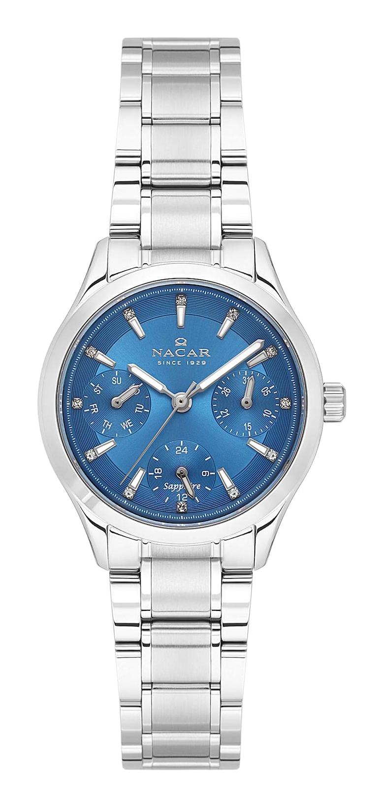 Nacar 33398316-ALM Takvimli 31 mm Gri Metal Kordon Analog Kadın Kol Saati