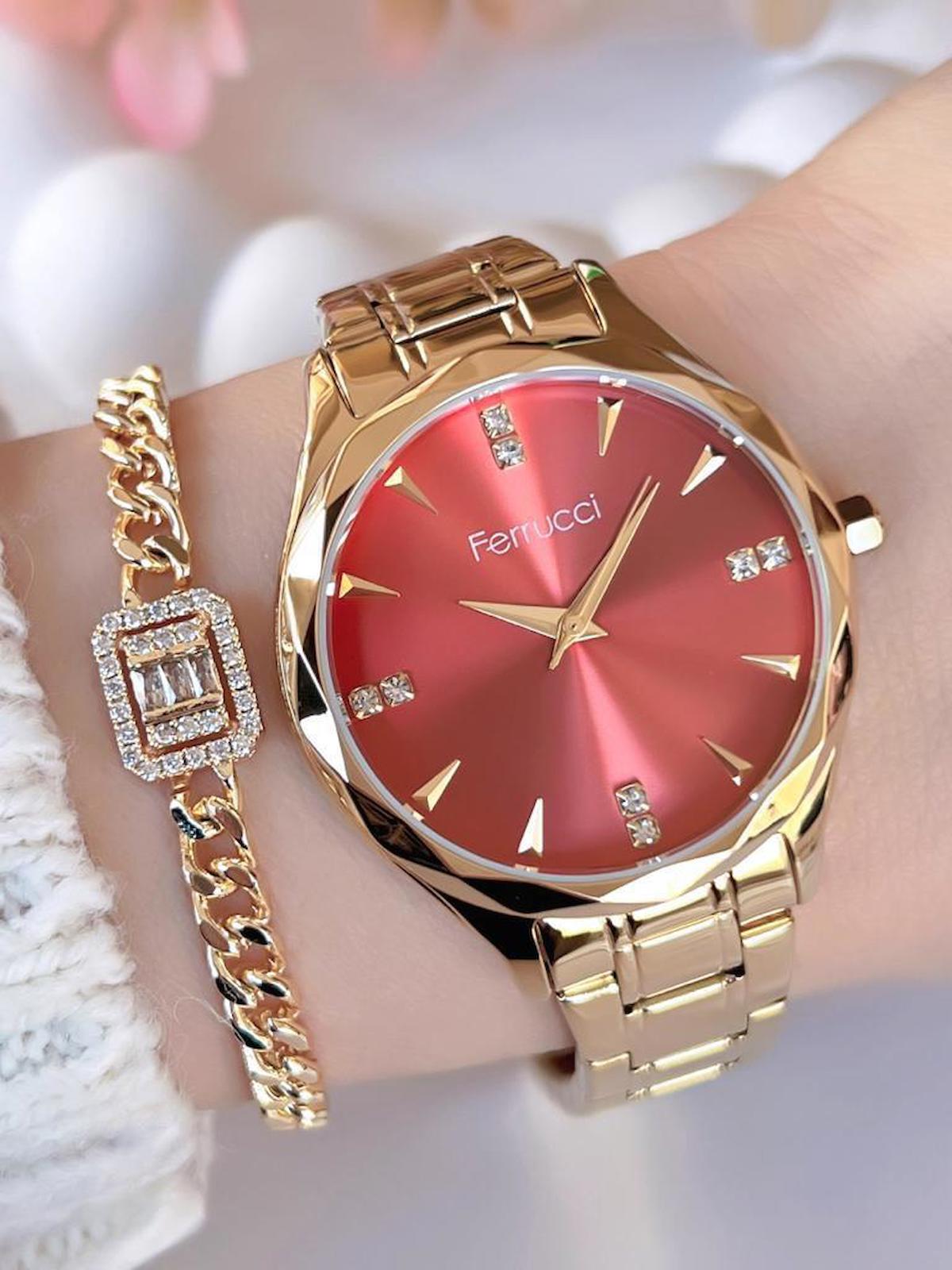 Ferrucci BLKT.F.04 38 mm Altın Çelik Kordon Analog Kadın Kol Saati