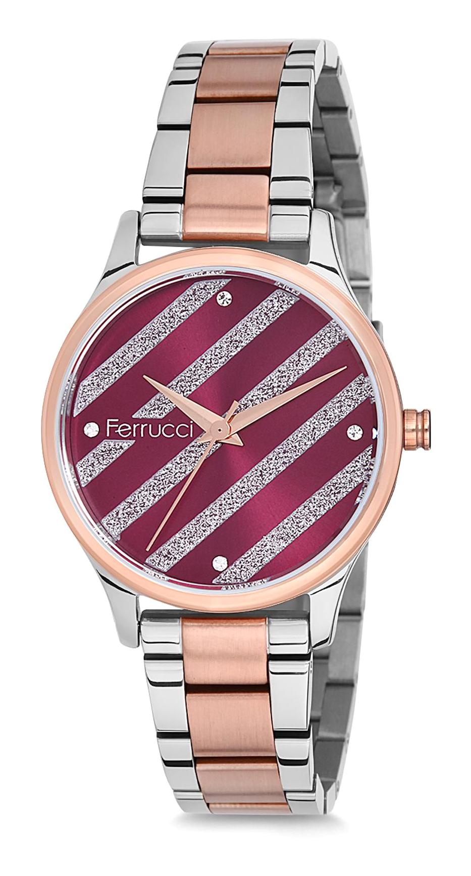 Ferrucci 9FM862 38 mm Gri-Rose Gold Metal Kordon Analog Kadın Kol Saati