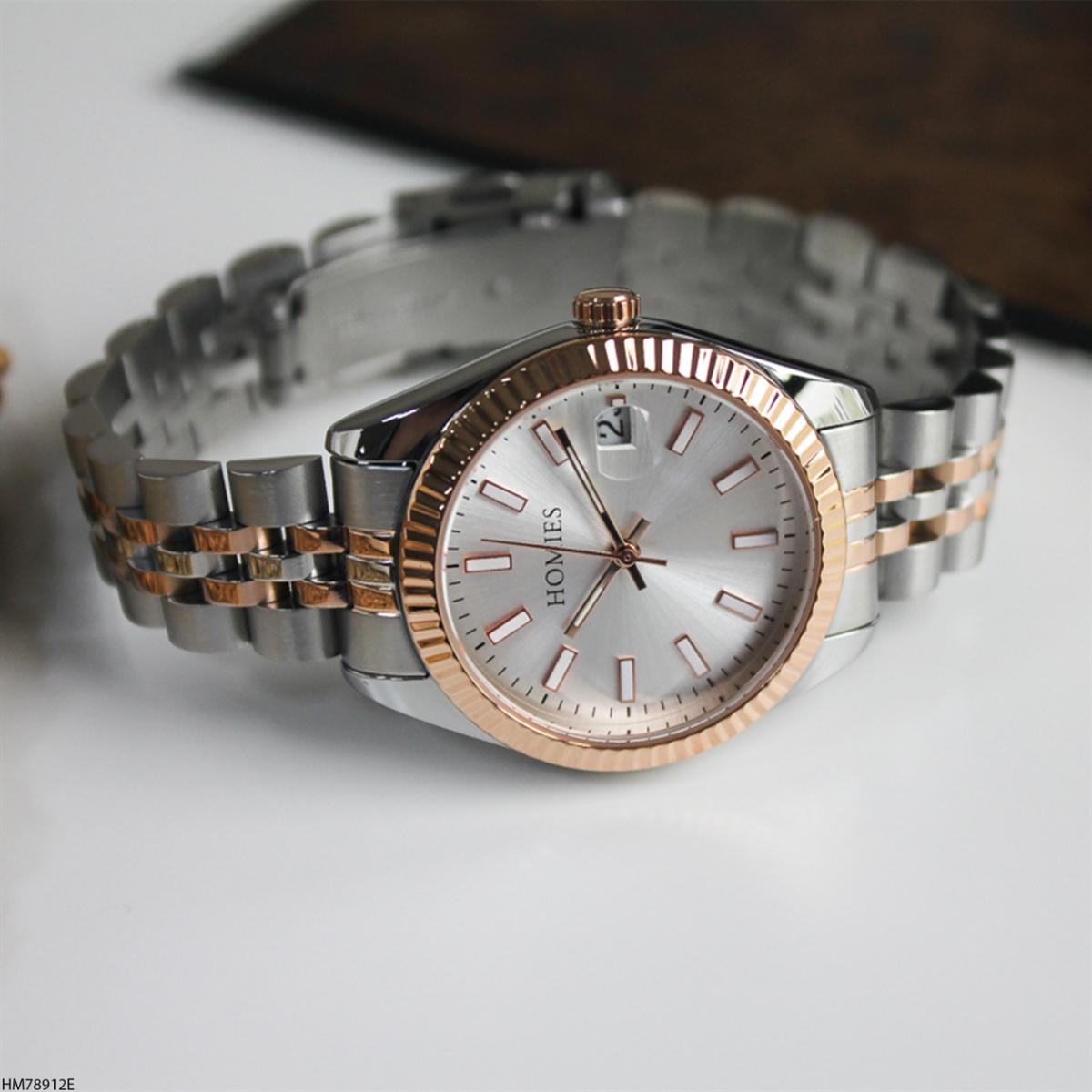 Homies HM78912E 35 mm Gri-Rose Gold Metal Kordon Analog Kadın Kol Saati