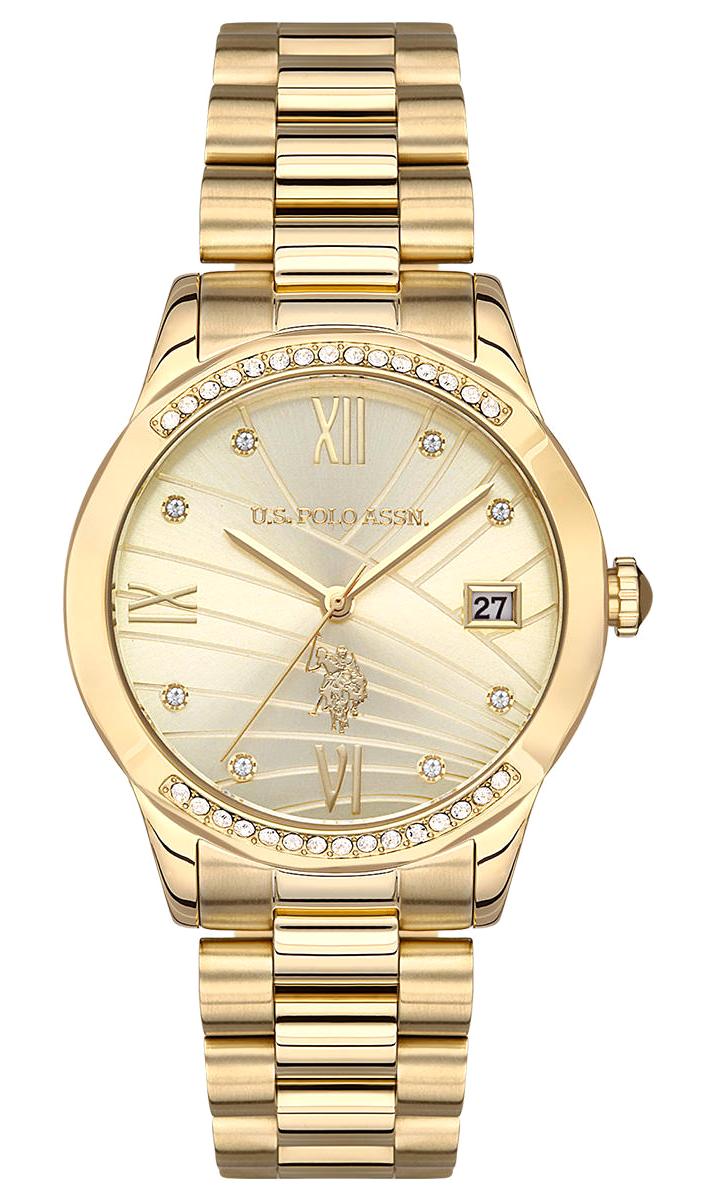 U.S. Polo Assn USPA2059-06 Takvimli 36 mm Altın Çelik Kordon Analog Kadın Kol Saati