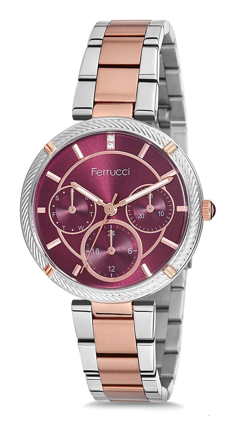 Ferrucci 9FM2140 38 mm Gri-Rose Gold Metal Kordon Analog Kadın Kol Saati