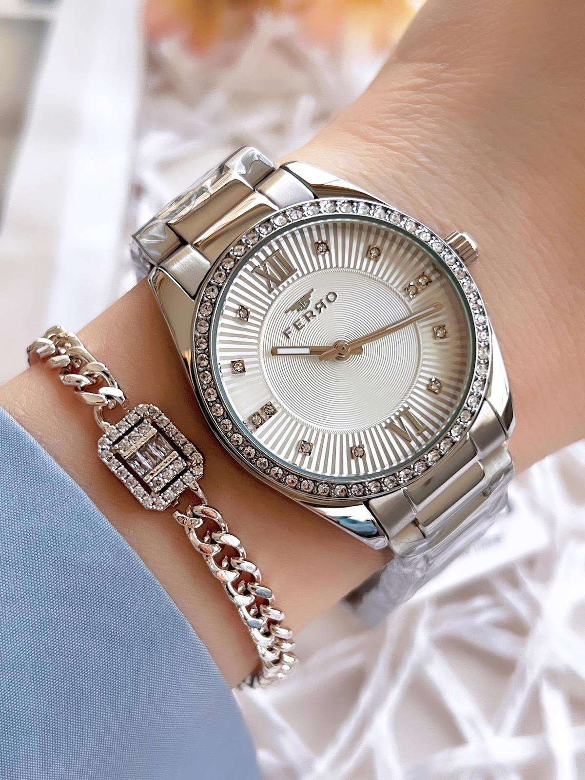 Ferro EFL21263A 36 mm Gri Çelik Kordon Analog Kadın Kol Saati