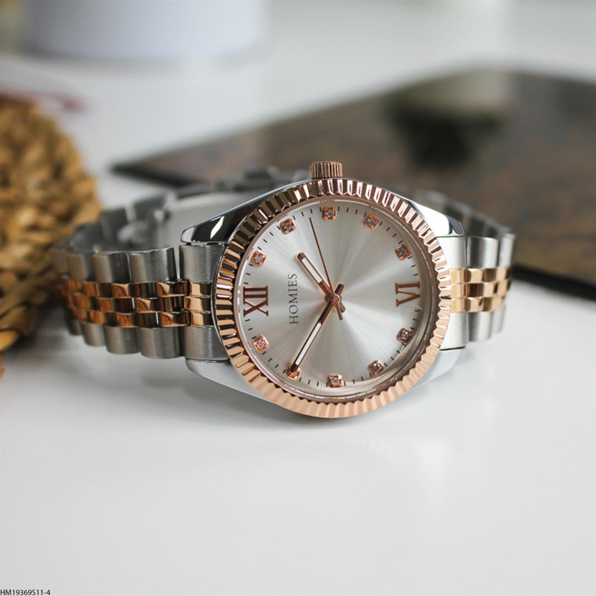 Homies HM19369S11-4 35 mm Gri-Rose Gold Çelik Kordon Analog Kadın Kol Saati