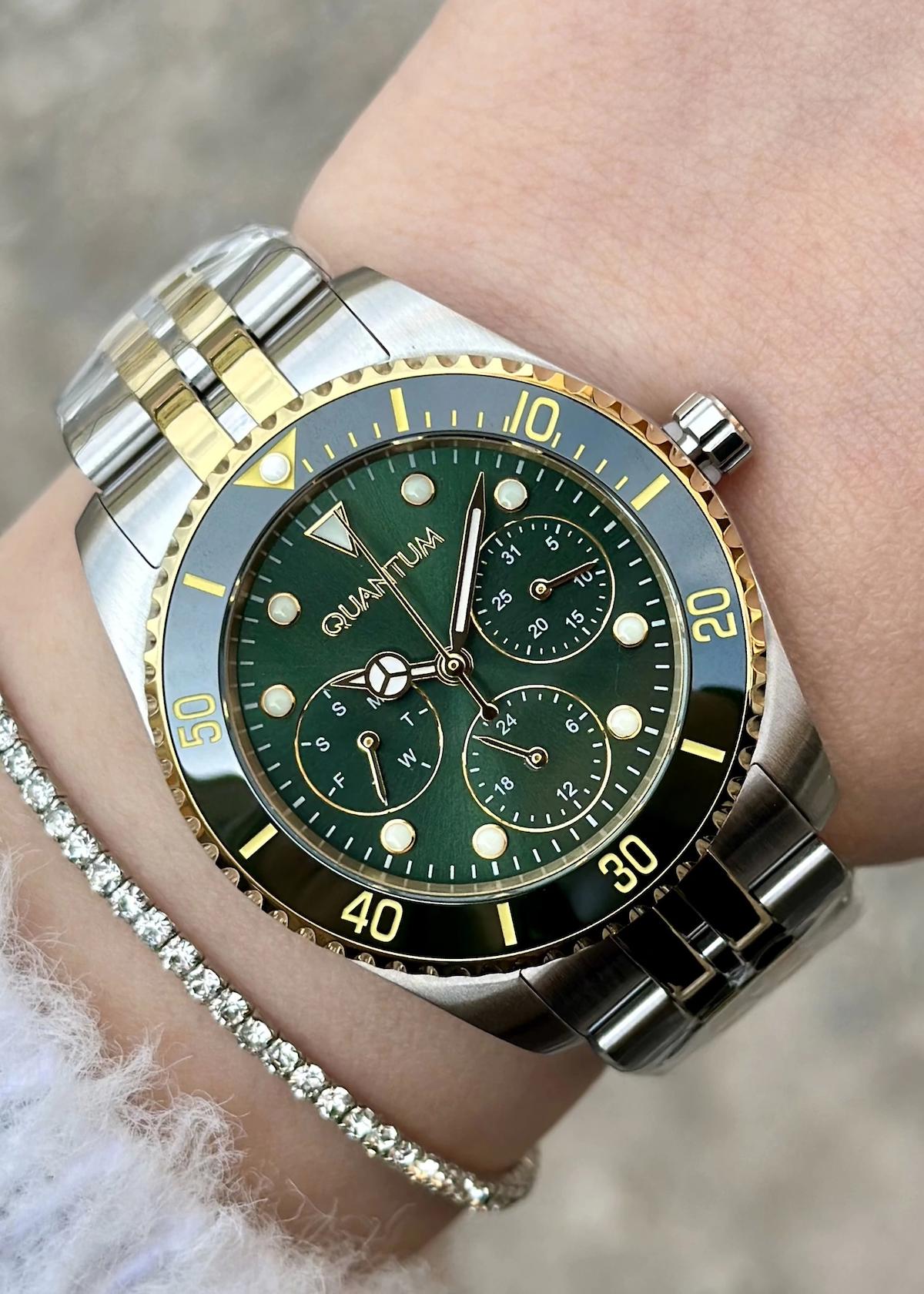 Quantum Takvimli 38 mm Altın-Gri Çelik Kordon Analog Kadın Kol Saati