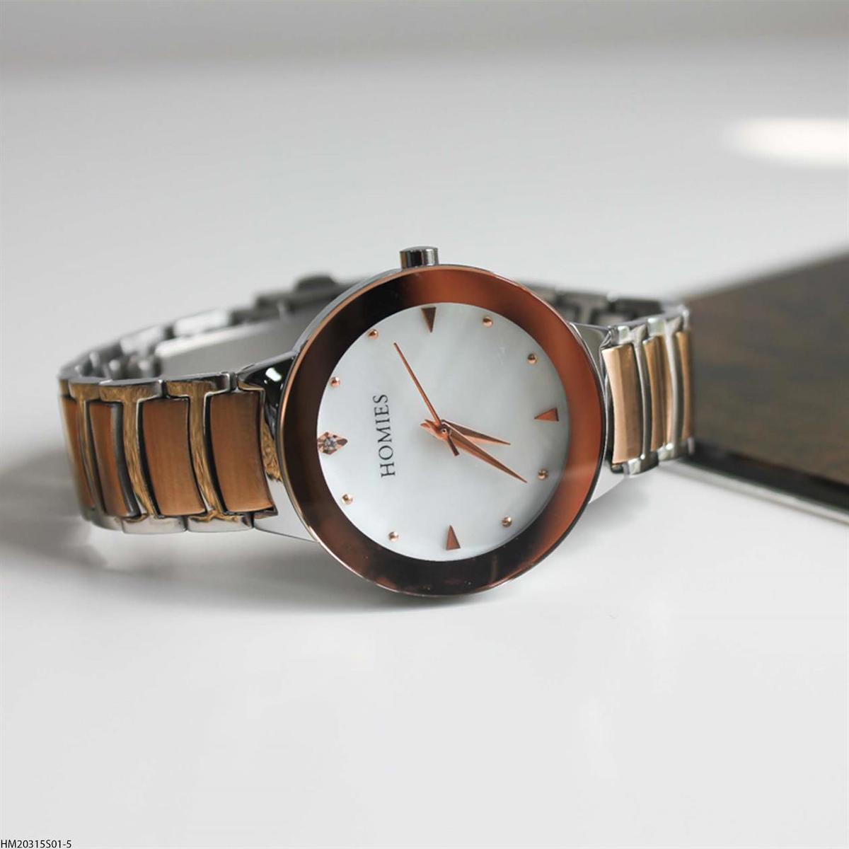 Homies HM20315S01-5 34 mm Gri-Rose Gold Çelik Kordon Analog Kadın Kol Saati