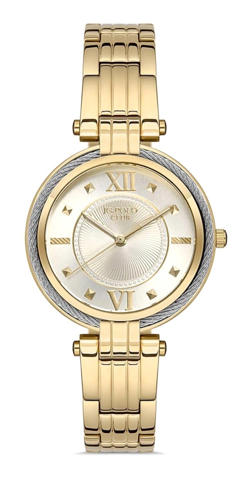 Jg. Polo Club JPC.0122.11253.3 27 mm Altın Çelik Kordon Analog Kadın Kol Saati