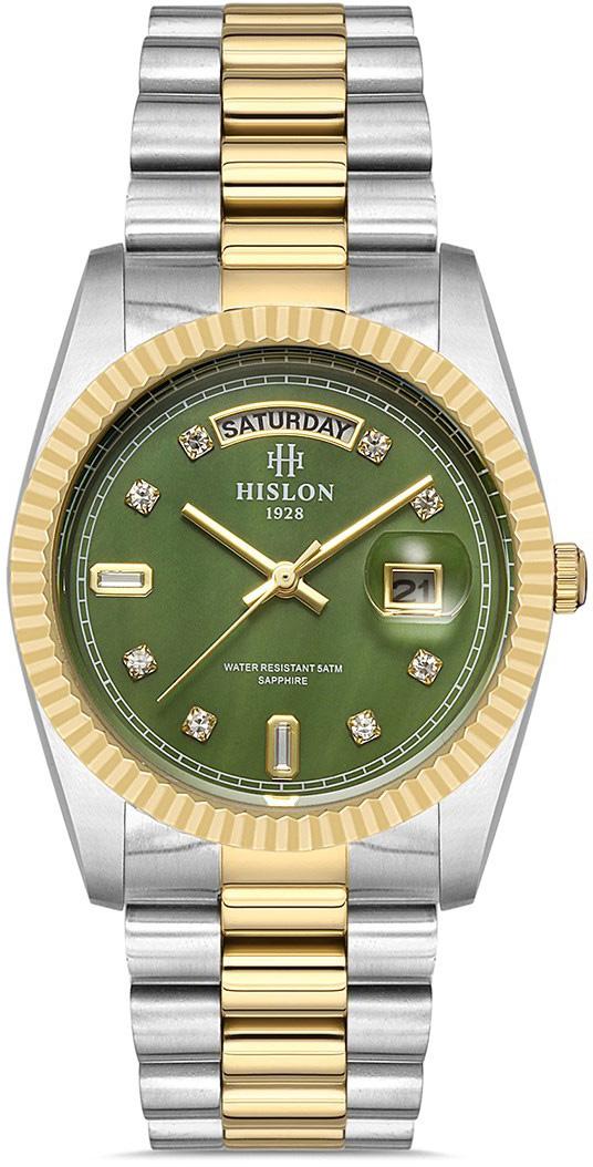 Hislon QL122T-15SG Takvimli 36 mm Altın-Gri Çelik Kordon Analog Kadın Kol Saati