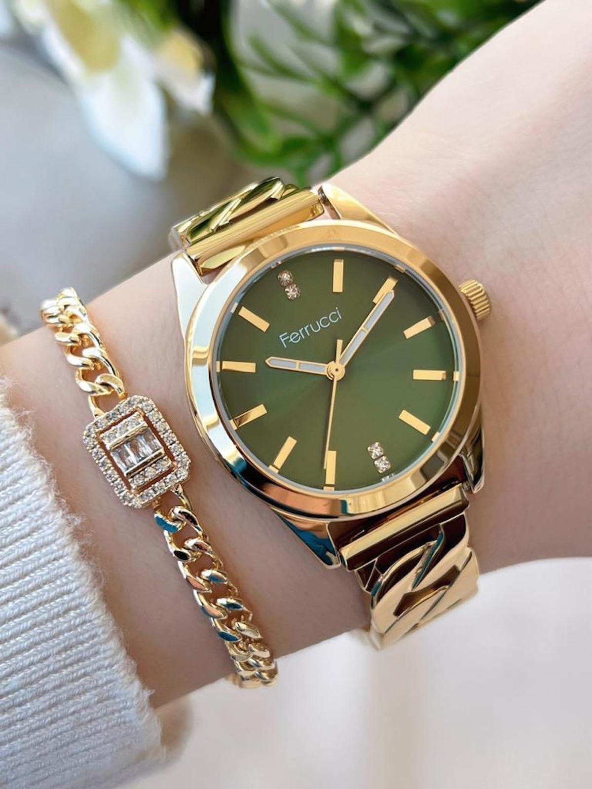 Ferrucci FRC.2.801 38 mm Altın Çelik Kordon Analog Kadın Kol Saati