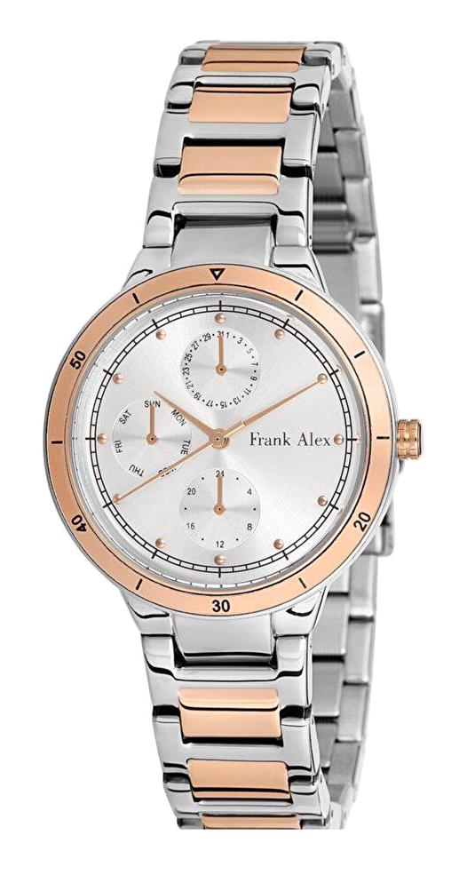 Frank Alex FA.1221.11222M.02 34 mm Gri-Rose Gold Metal Kordon Analog Kadın Kol Saati