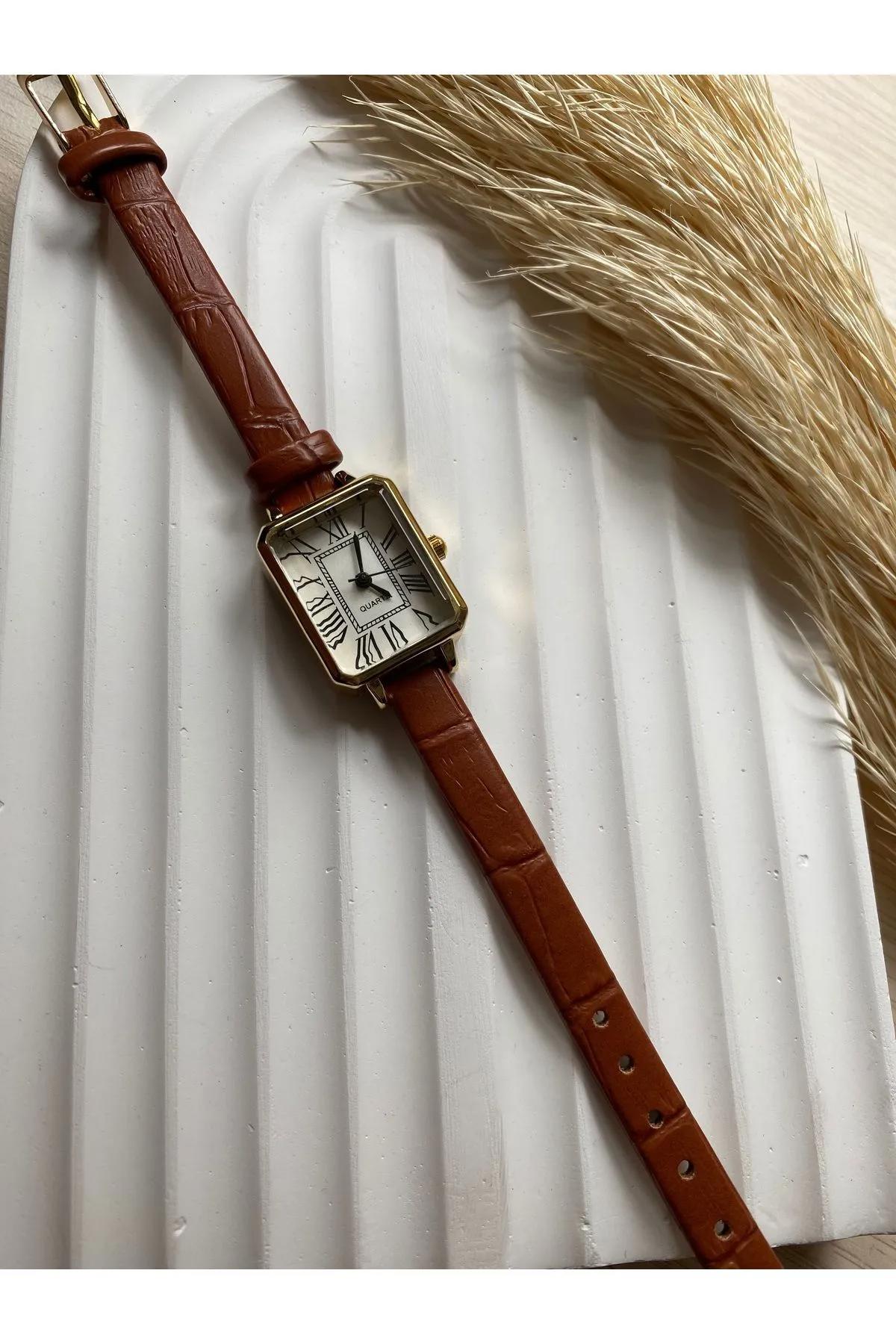 Nes Quartz 20-25 mm Bej Deri Kordon Analog Kadın Kol Saati