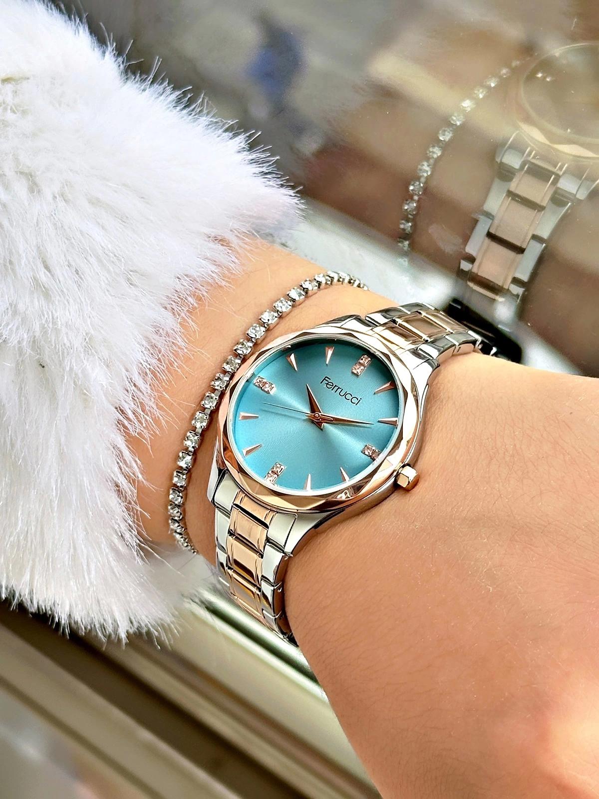Ferrucci FC.14215M.04 40 mm Gri-Rose Gold Çelik Kordon Analog Kadın Kol Saati