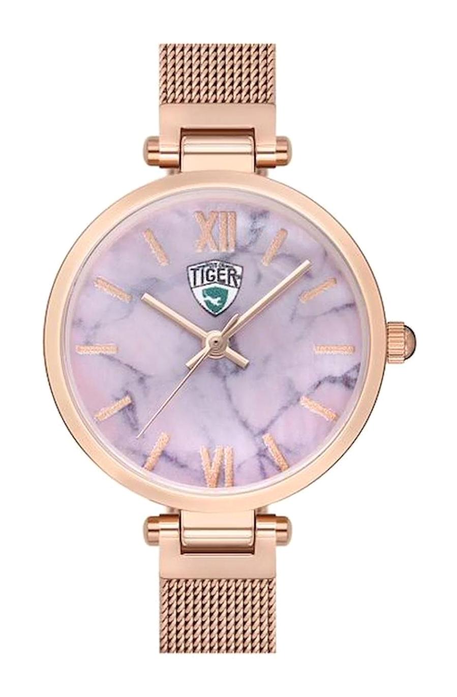 Tiger 544B 20-25 mm Rose Gold Çelik Kordon Analog Erkek Kol Saati