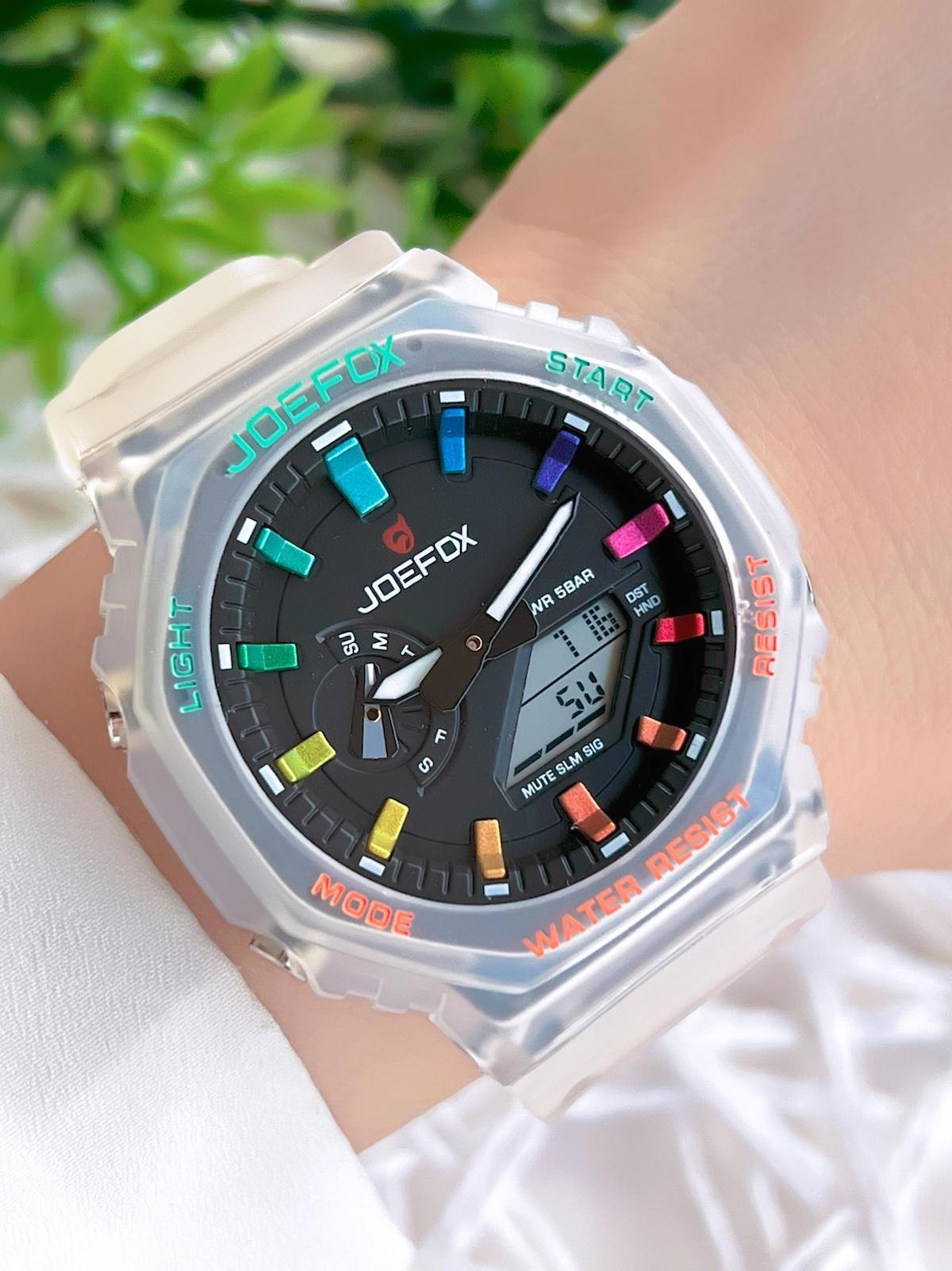 Joefox BJ-GS32 Takvimli 48 mm Beyaz Plastik-Silikon Kordon Dijital Kadın Kol Saati