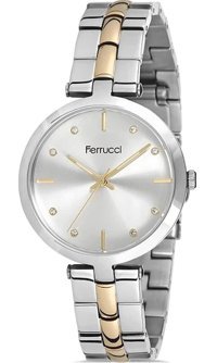 Ferrucci 34 mm Gri Çelik Kordon Analog Kadın Kol Saati