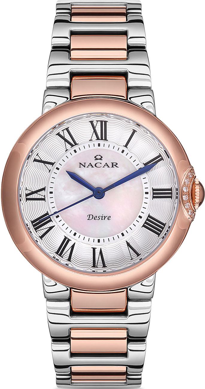 Nacar 33-396722-EWMS 34 mm Gri-Rose Gold Metal Kordon Analog Kadın Kol Saati