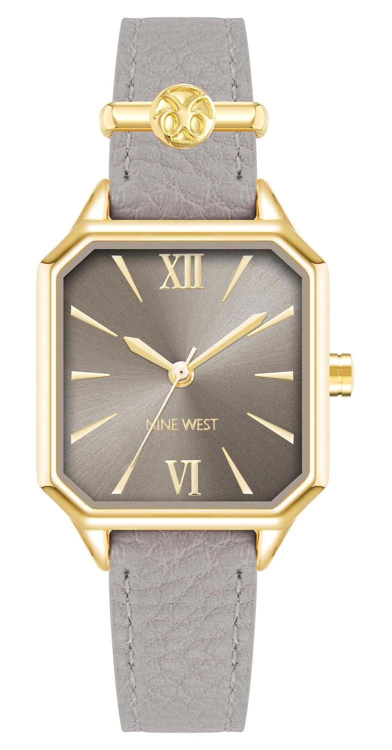 Nine West NW-2878GPTP 27 mm Gri Deri Kordon Analog Kadın Kol Saati