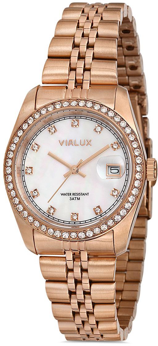 Vialux LJ544R-09SR Takvimli 31 mm Rose Gold Çelik Kordon Analog Kadın Kol Saati