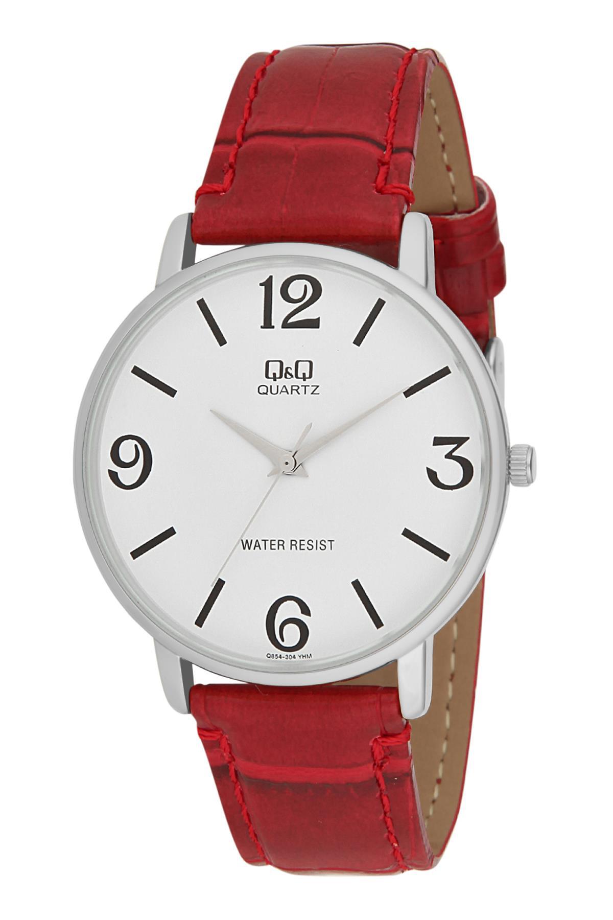 Q&Q 3A939 36 mm Kırmızı Deri Kordon Analog Kadın Kol Saati