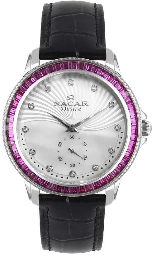 Nacar 33-396696-AWL1S 38 mm Siyah Deri Kordon Analog Kadın Kol Saati