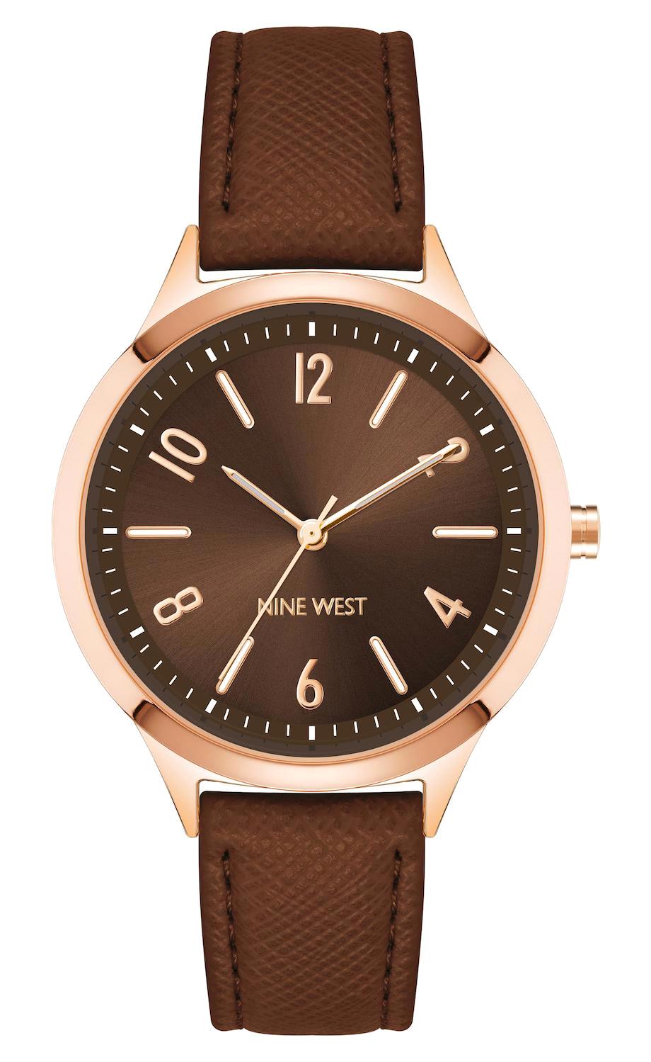 Nine West NW-2836RGBN 36 mm Kahverengi Deri Kordon Analog Kadın Kol Saati