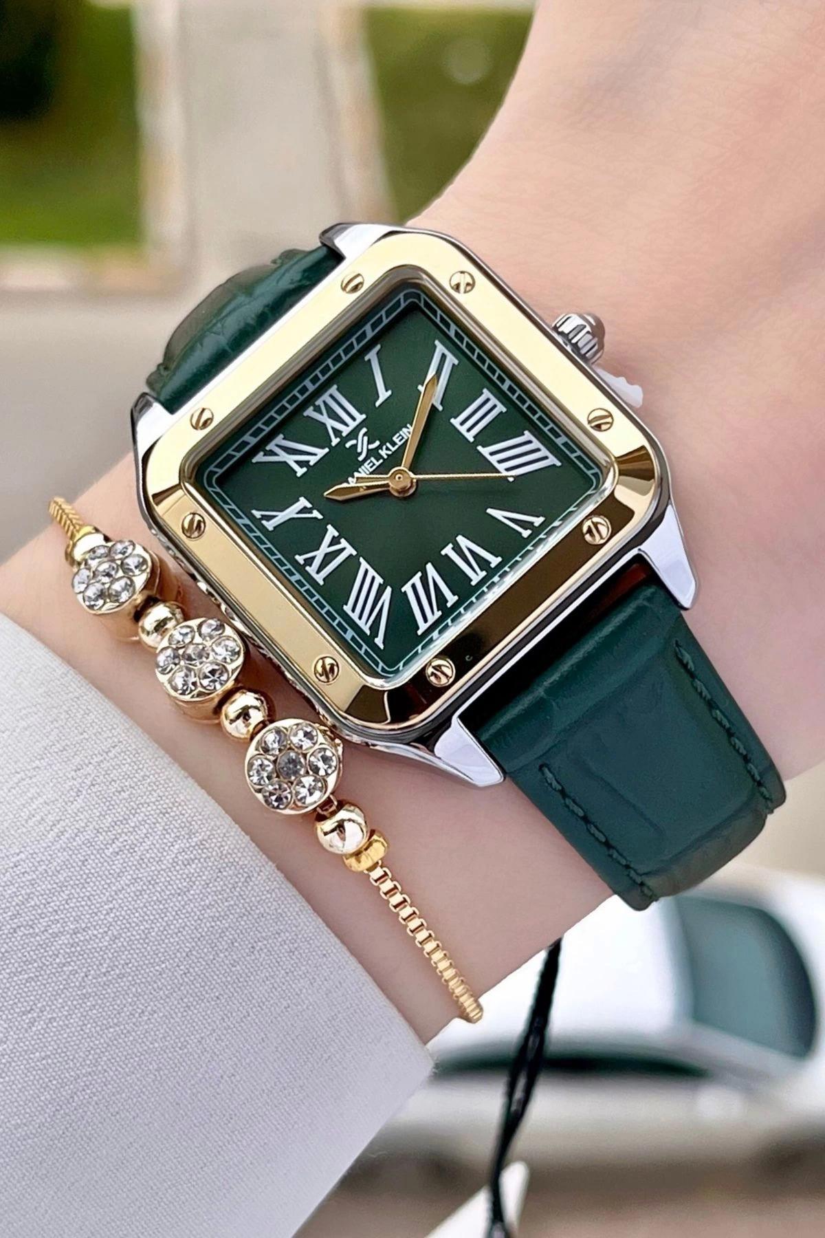 Daniel Klein DKISTE1036 30 mm Yeşil Deri Kordon Analog Kadın Kol Saati