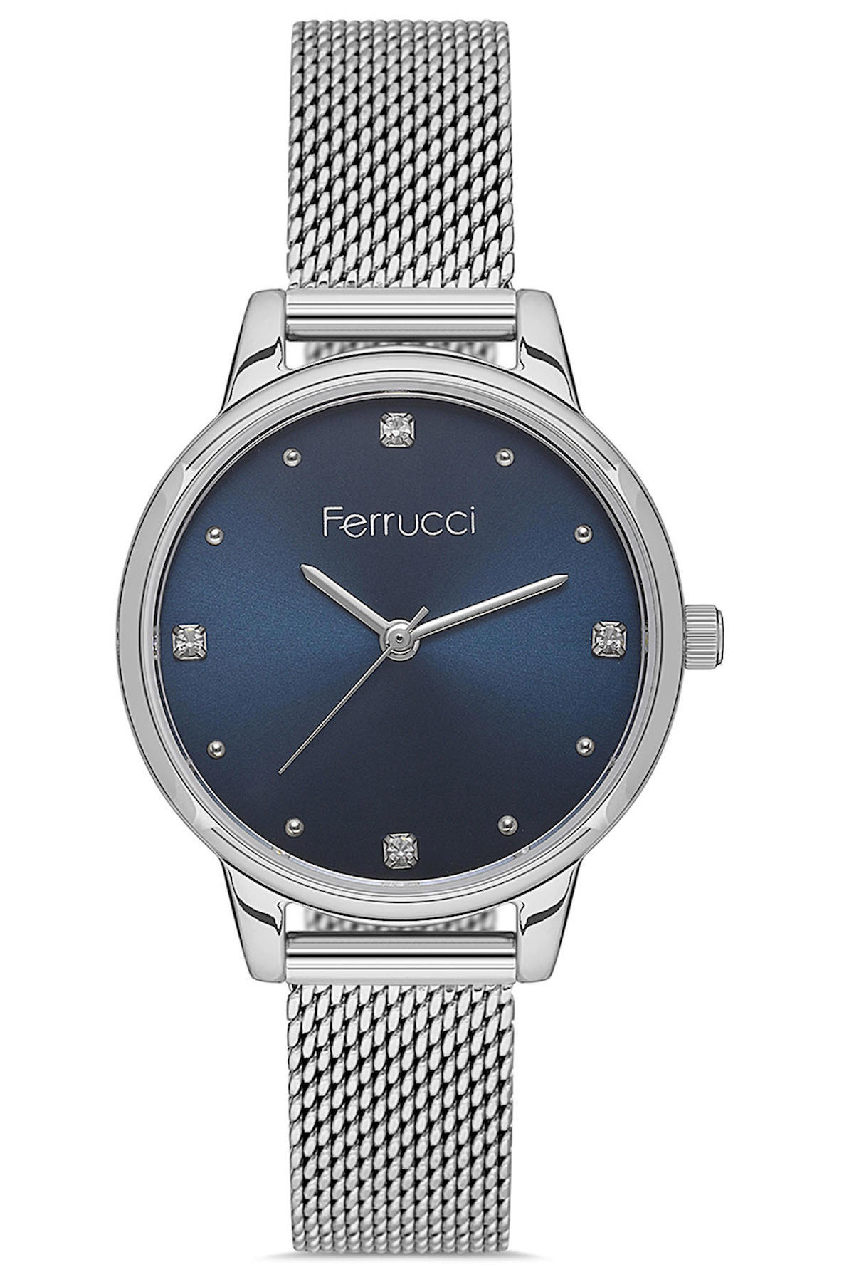 Ferrucci 36 mm Gri Hasır Kordon Analog Kadın Kol Saati