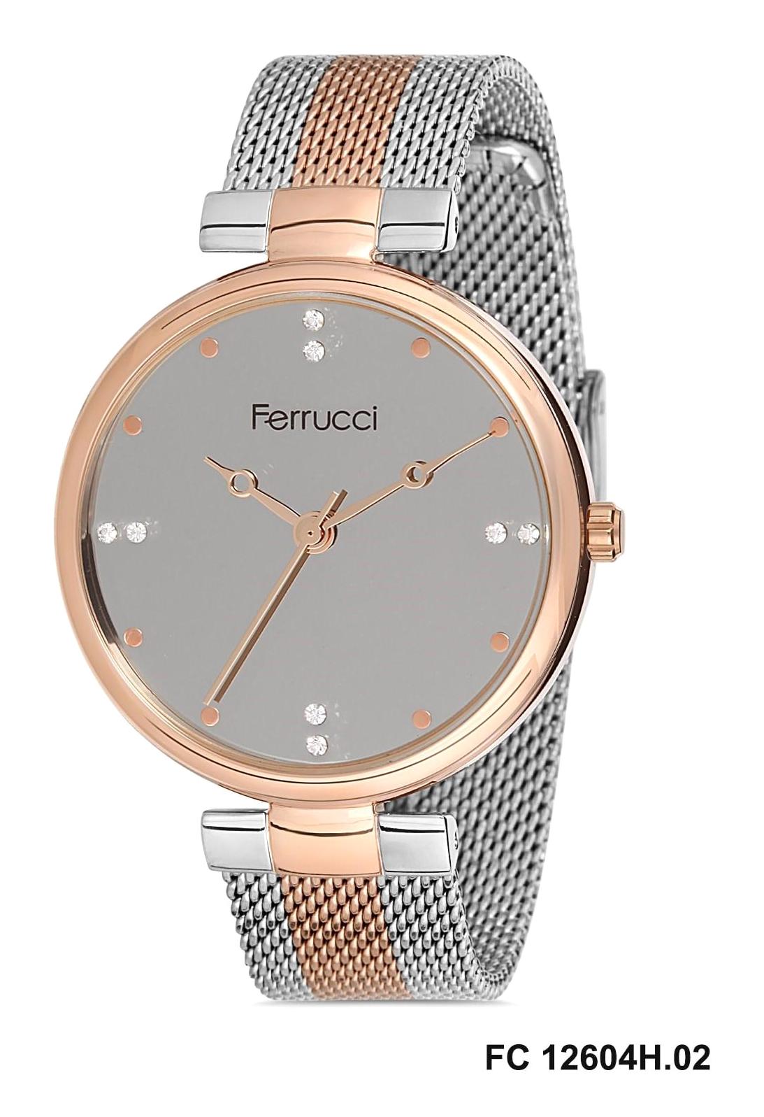 Ferrucci FC.0421.12604H.02 36-40 mm Gri-Rose Gold Çelik Kordon Analog Kadın Kol Saati