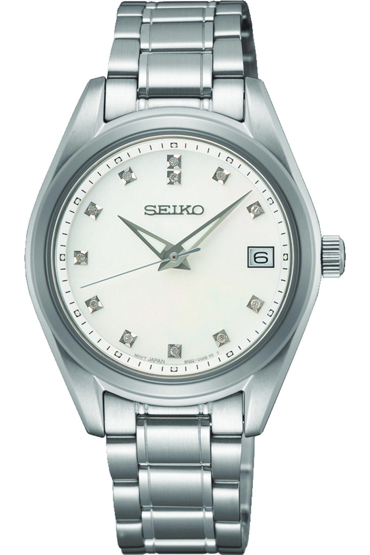 Seiko SUR579P Takvimli 34 mm Gri Çelik Kordon Analog Kadın Kol Saati