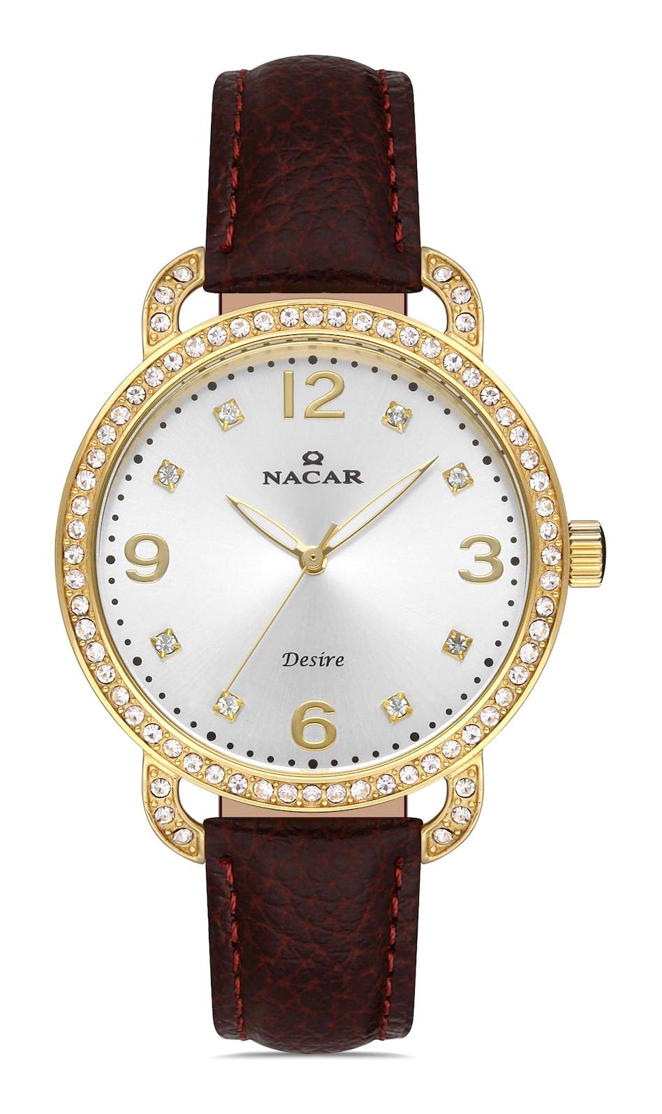 Nacar 103931033-DSL2S 38 mm Kahverengi Deri Kordon Analog Kadın Kol Saati