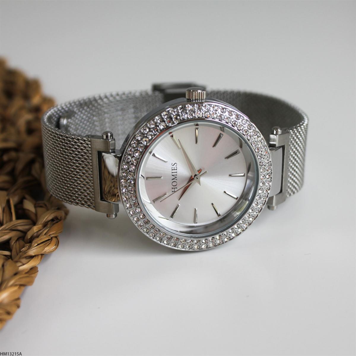 Homies HM13215A 36 mm Gri Çelik Kordon Analog Kadın Kol Saati