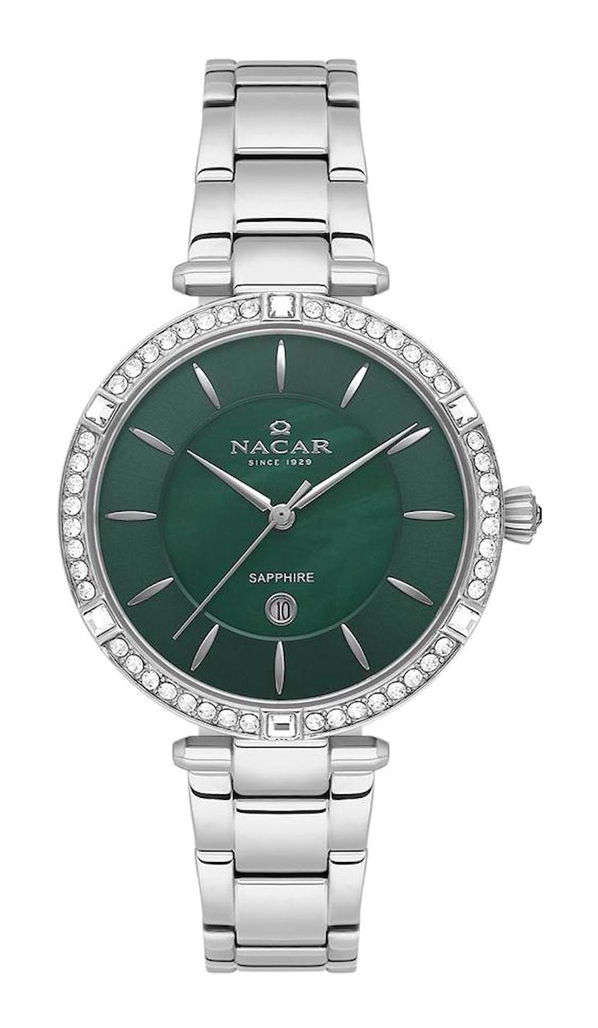 Nacar 39B662ANMS Takvimli 33 mm Gri Metal Kordon Analog Kadın Kol Saati